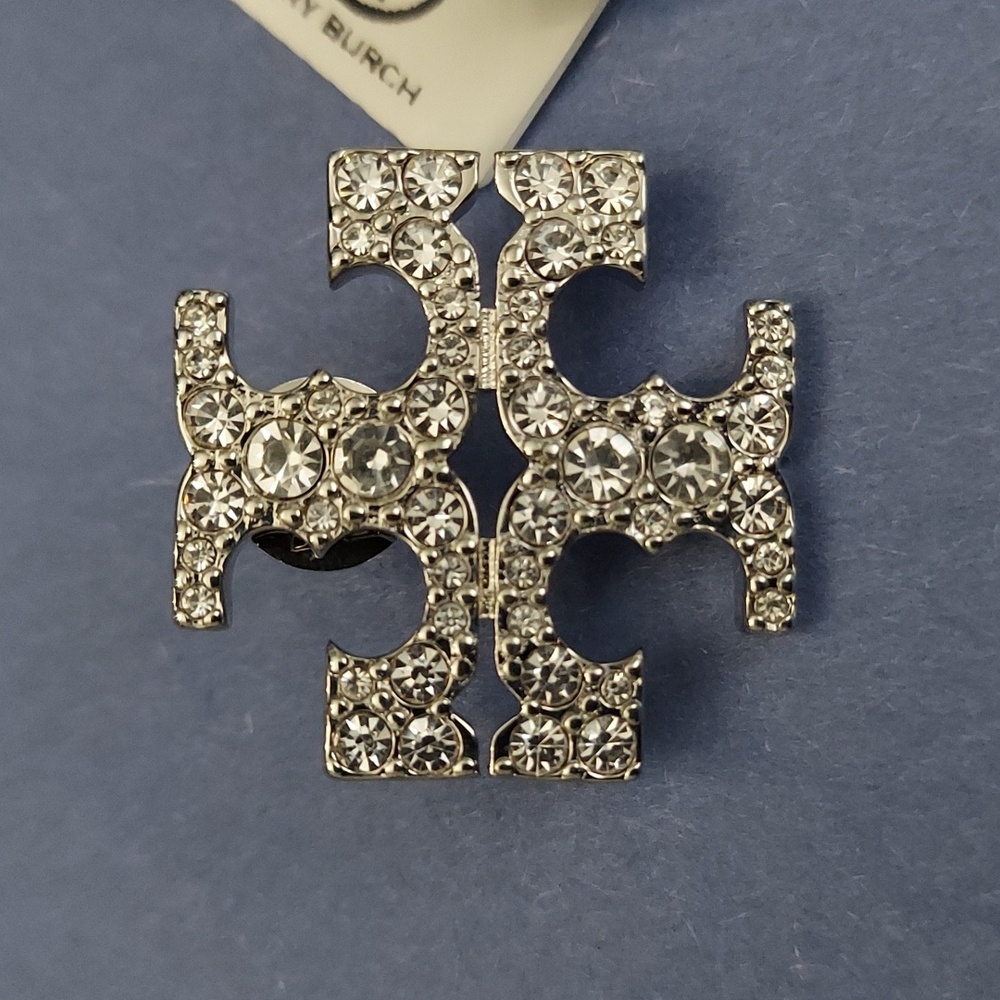 Tory Burch Pave Classic Stud Earrings - Picture 2 of 6